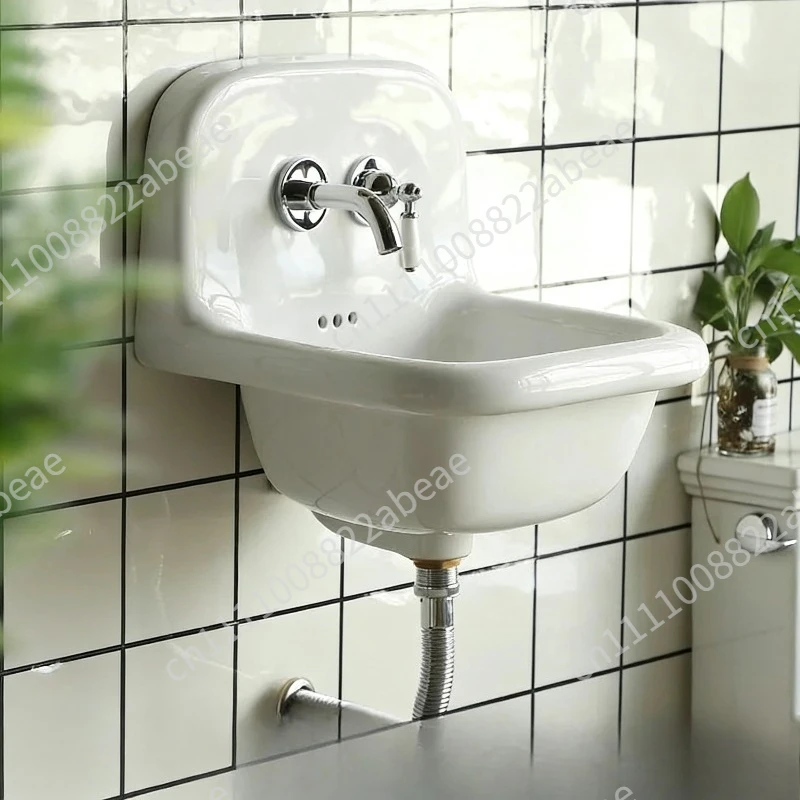 Iron Ceramic Hanging Basin  States Dishwashing Hand Washing Face Retro Sink Wall Hanging Dual-purpose