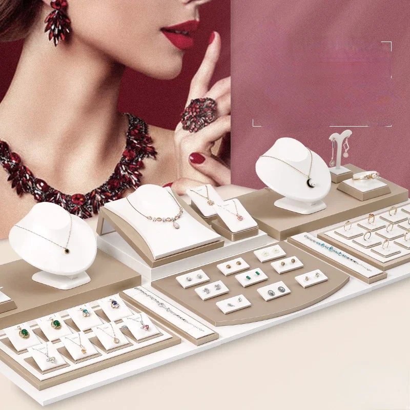 Champagne Jewelry Set Display Props Bracelet Earring Table Tray Necklace Earring Ring Jewelry Counter mall live streaming Shows