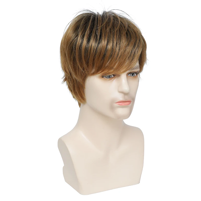 باروكة قصيرة من الحرير الطبيعي الطبيعي عصرية للرجال أوروبية وأمريكية بسعر خاص لعام 2025، باروكة من الألياف الاصطناعية