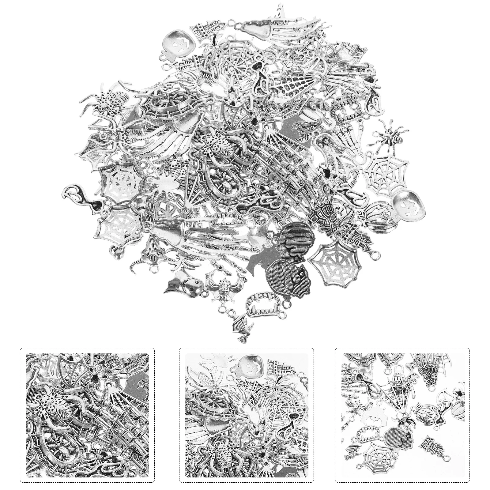 

100Pcs Halloween Alloy Charm Pendants DIY Jewelry Parts Skin Friendly Rust Resistant Halloween Necklace Accessories for Women