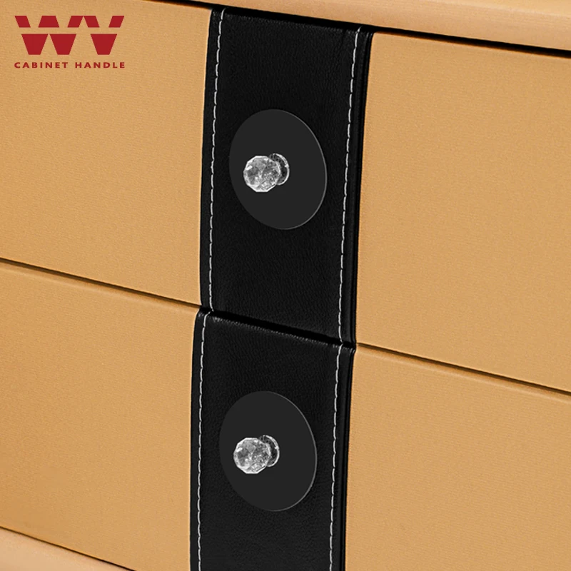 YM Transparent Crystal Door Knobs Kitchen Cabinet Storage Drawer Handles Self-adhesive Closet Pulls with Hooks Furniture Wall