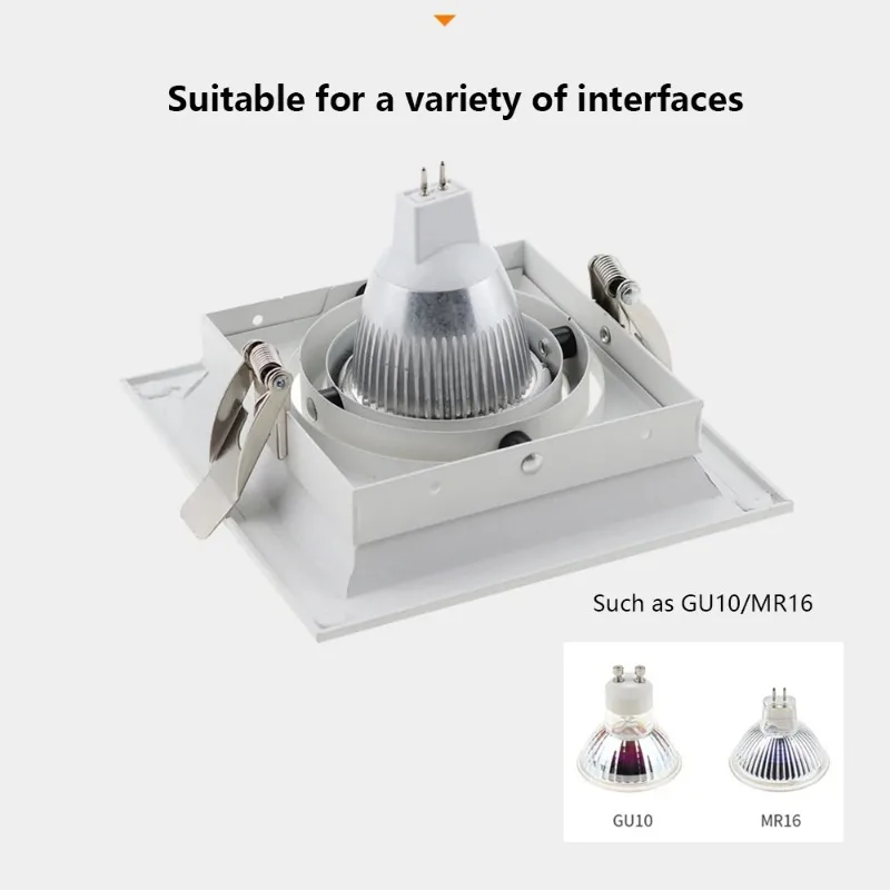 JOYINLED Square Recessed LED Ceiling Lamps Holder Adjustable GU10 MR16 Bulb Spot Lamps Downlight Holder Frame Bracket Fitting