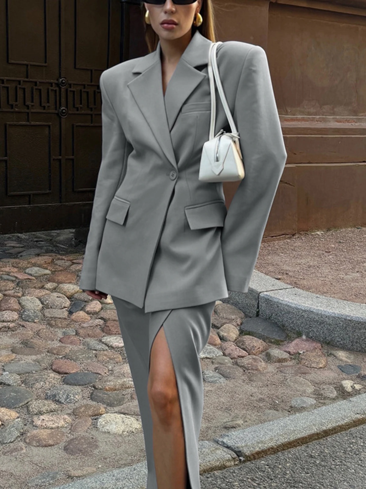 Allingentle Skirt Suit Women's 2 Piece Suit Set Business Party Blazer Office Work Outfits Elegant Pantsuit Set Customize