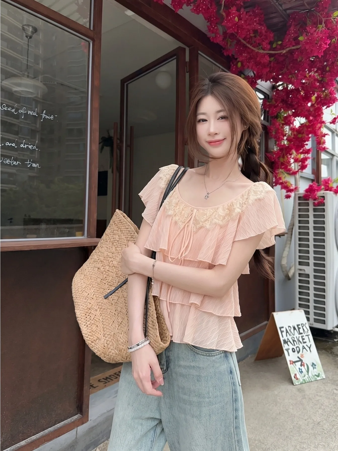 

Sweet Style Bubble Sleeve Blouse Women's Fashionable Elegant Summer New Design Slimming Top Trendy High Waist Korean Version