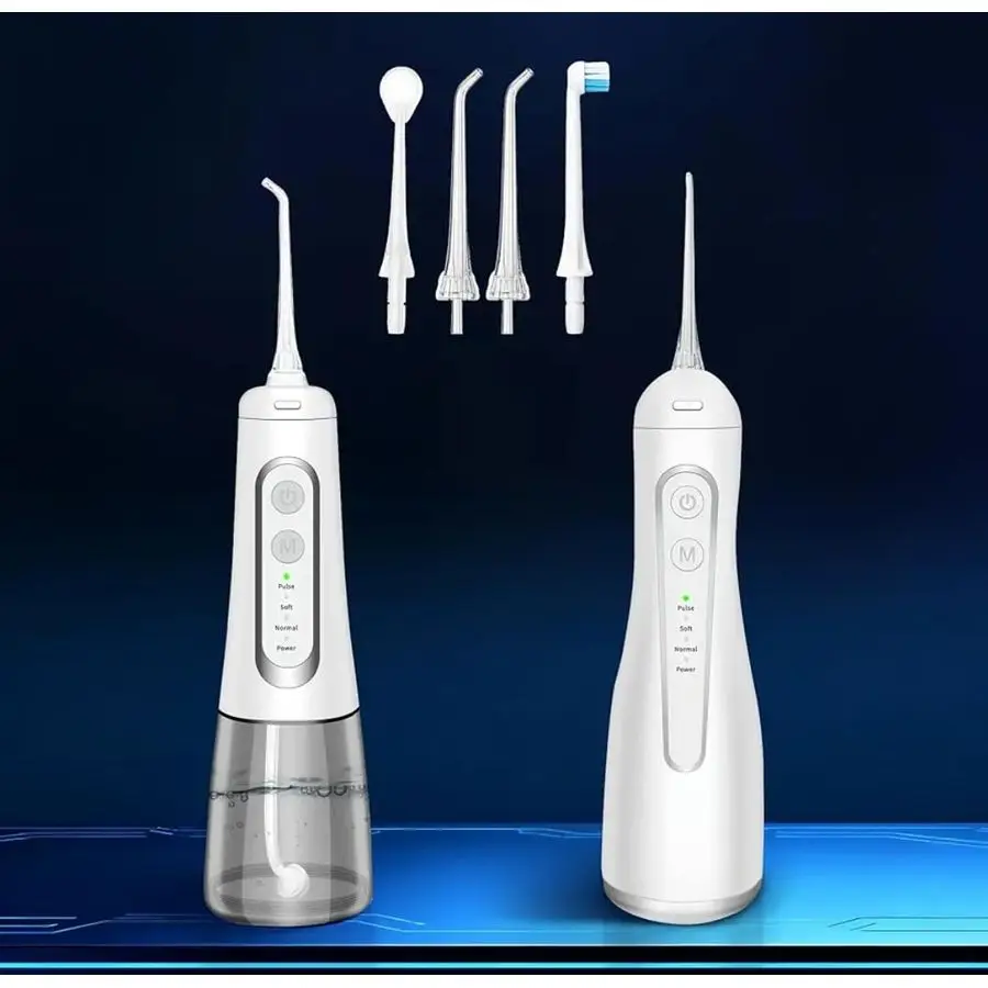 

K1ampK2 Cordless Water Flosser, Dental Oral Irrigator 300ml Tank, IPX7 Waterproof, 4 Modes, 30Day Battery, Quiet Design for Brac
