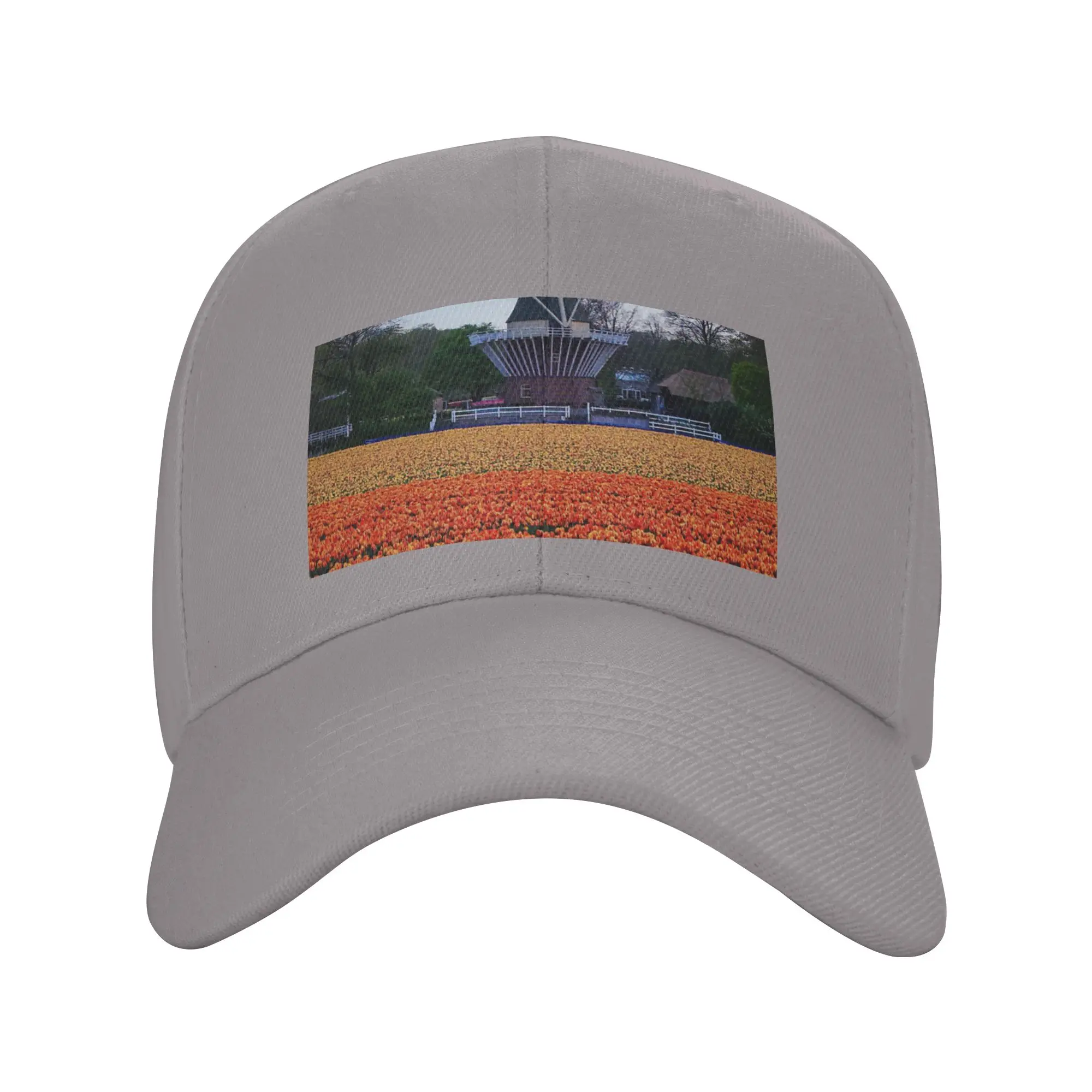 Classic Dutch Windmill and Tulip Fields in Lisse Trendy Baseball Cap Sunbathing Portable Snapback Cap