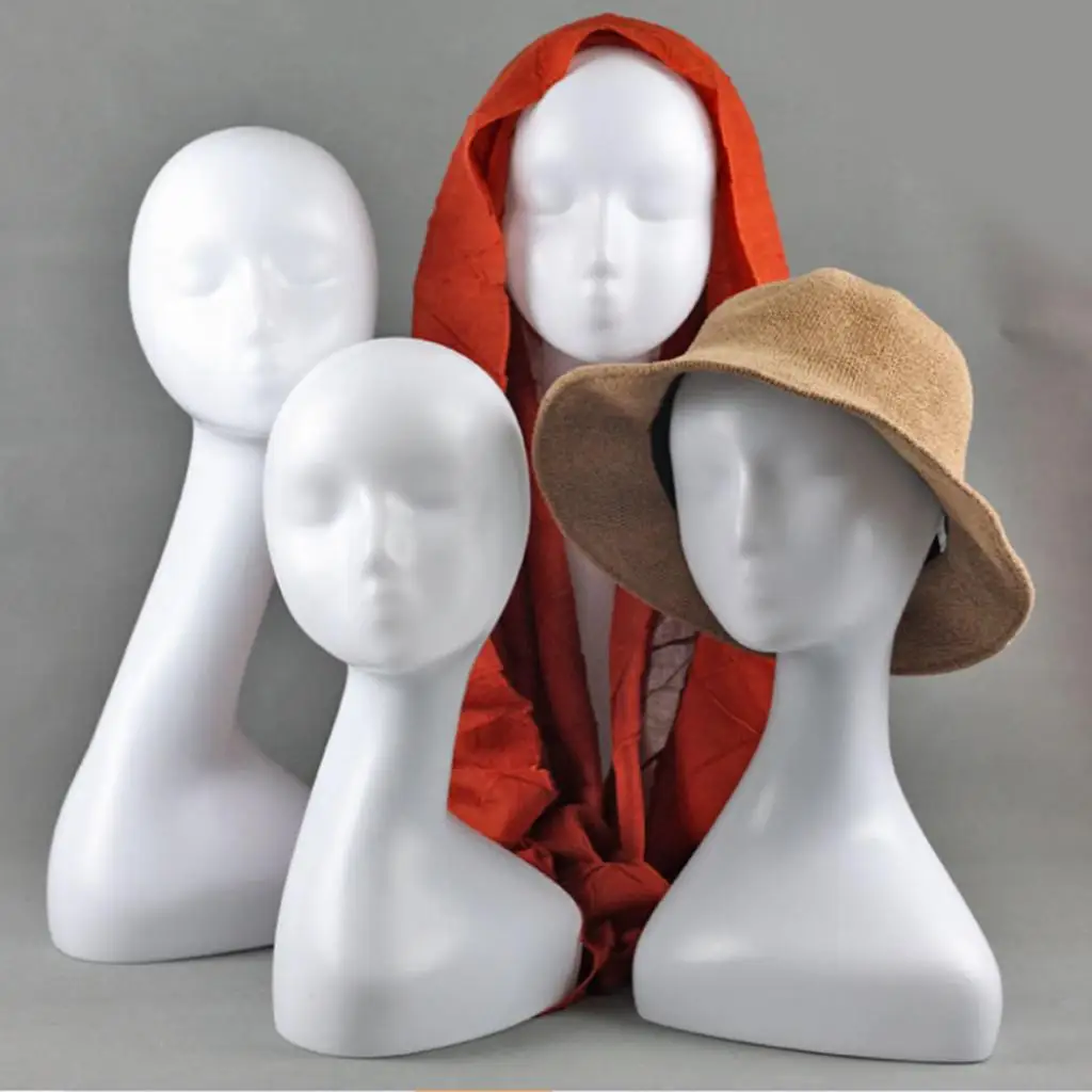 Plastic Female Manikin Head Wig/Hat Jewelry Glasses Scarf Display Model