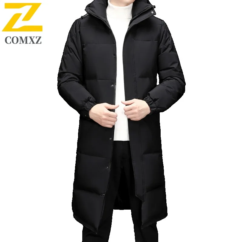COMXZ 2025 Premium Men Mid-Length Jacket American Style Premium Feel Lapel Coat breathable lightweight Warm Leisure windbreaker