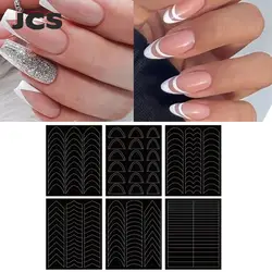 French Manicure Strip Nail Forms Fringe Tip Guides Sticker DIY Wavy Line Nail Art Tips Guides Stickers Stencil Strips Nail Tools