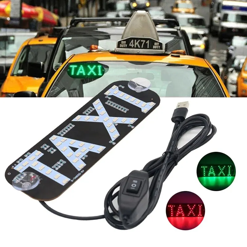 1pcs NEW Model Taxi With USB Light 2 Colors Sign 5V Led Windscreen Cab Indicator Lamp Signal Windshield