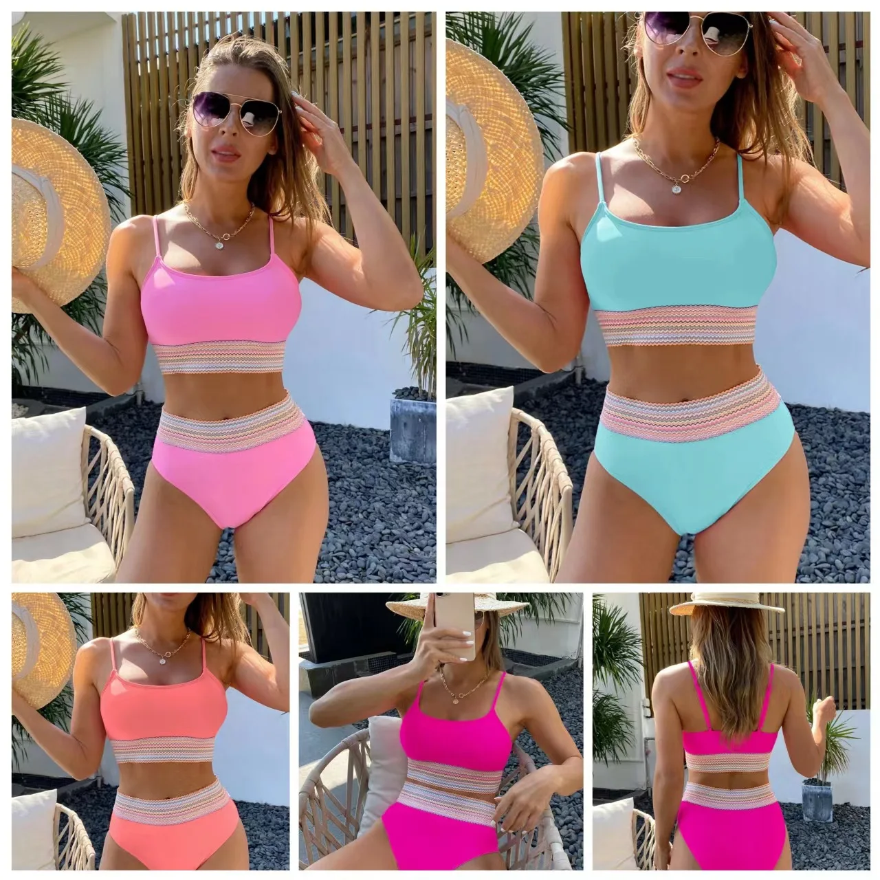 

Чистый цвет, бикини с высокой талией, женский купальник, отдельный дизайн, спортивная йога, фитнес, принадлежности для фанатов, электронное бикини с грудью...