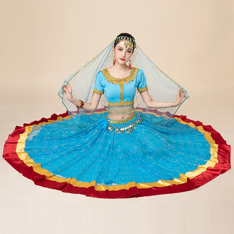 1 Set Vrouwen Oosterse Buikdansen Kostuum Indiase Sari Bruidsdans Tops Rokken Bollywood Buikdans Festival Prestaties Jurk