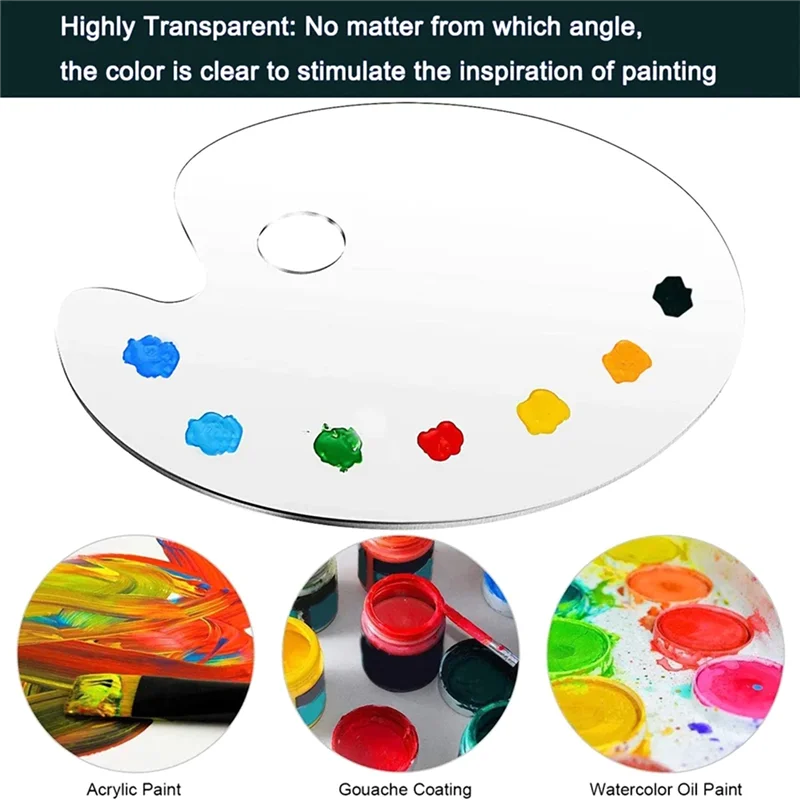 BAAJ-Easy Clean Non-Stick Artist Acrylic Paint Pallet 3/6 Pcs Clear Paint Tray Palette For Oil Watercolor Crafts 6Pcs