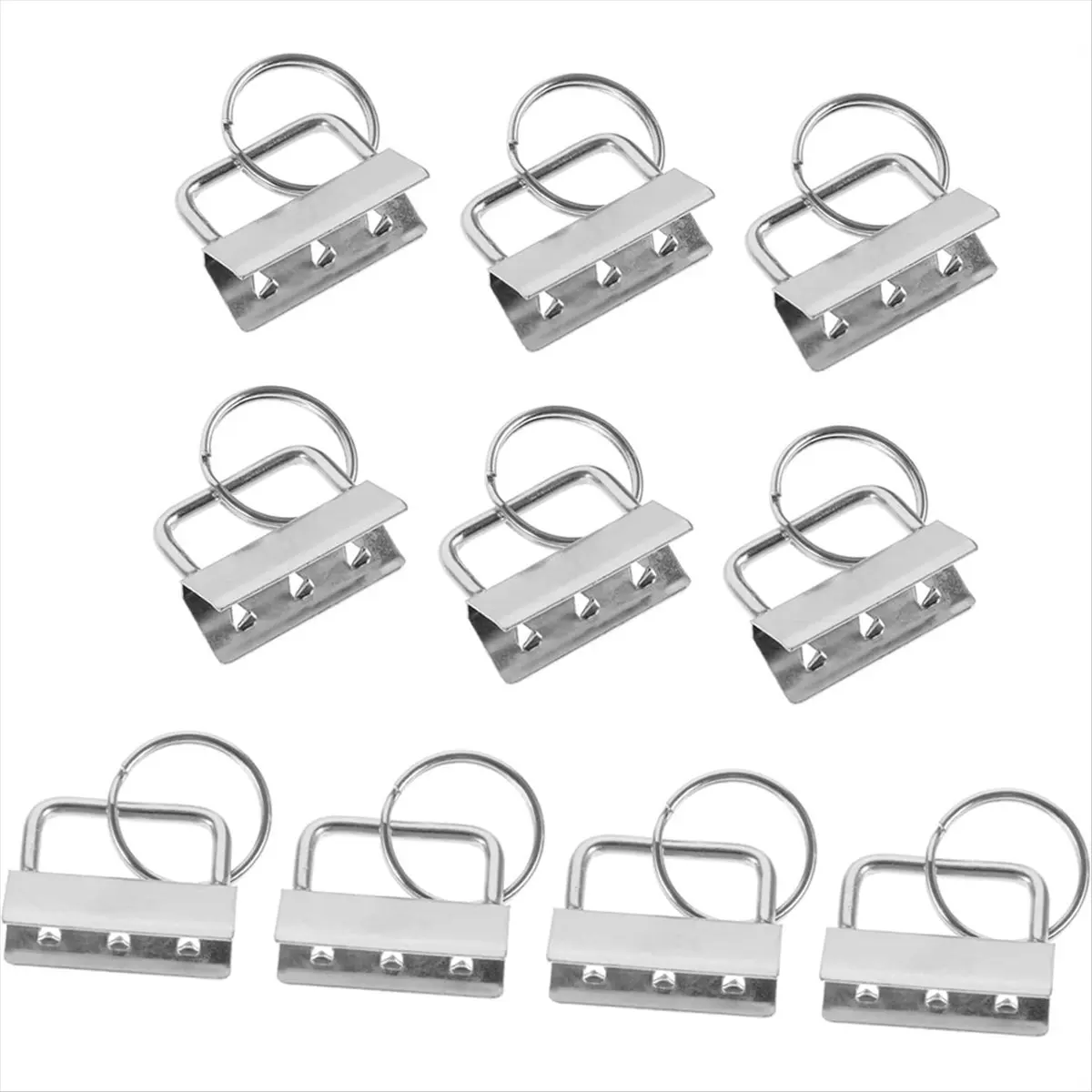 DT38 10pcs Metal Key Chain Clamps Silver DIY Wristlet Fob Clips for Webbing Belt Bag Craft Supplies Easy