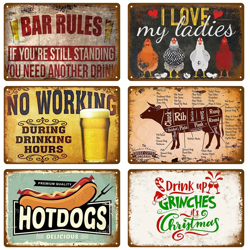 Retro Wall Art Tin Sign Interior Outdoor Aesthetic Room Vintage Home Decor Items Decoration Luxury Metal Sign Poster Plates B