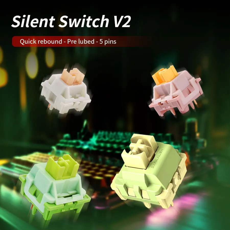 Outemu Silent Peach V2 Switch Lubed Silent Switches V2 Mechanical Keyboard Linear Tactile 5Pin Paragraph Axis Hot swappable DIY