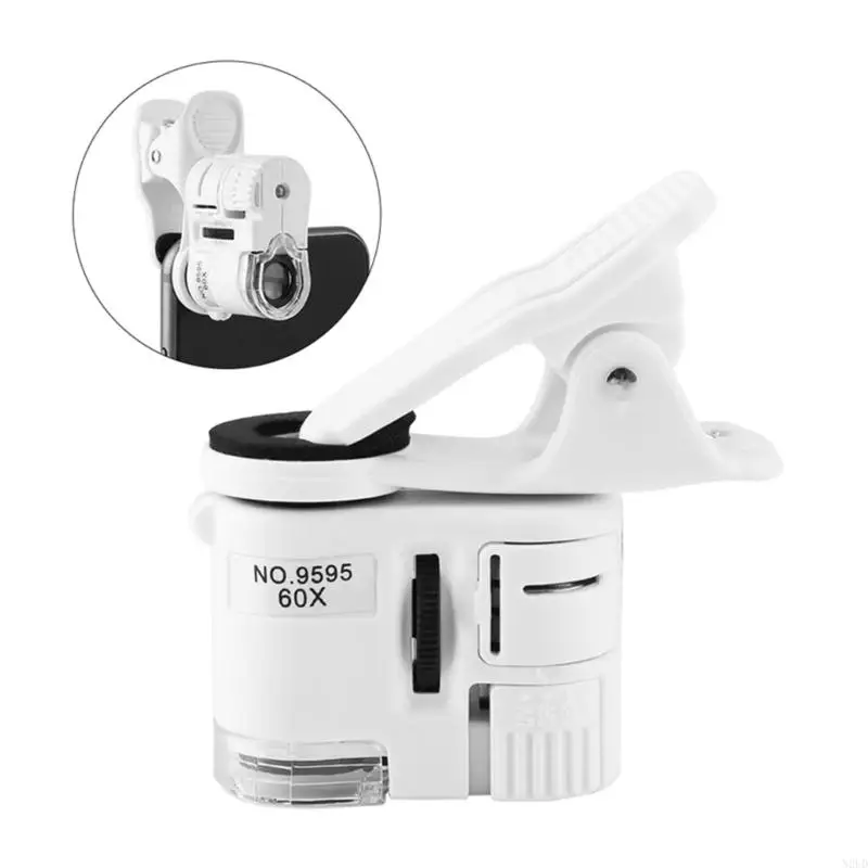 Clip Loupe Microscope 60x مع كاشف العملة للأشعة فوق البنفسجية LED Jewelry & Antique تقييم وصياغة وإصلاح المكبر N2UD
