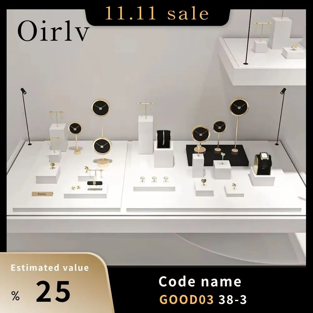 

Oirlv White Jewelry Store Display Set Ring Earring Necklace Bracelet Watch Display Props Jewelry Stand Holder Jewelry Displays