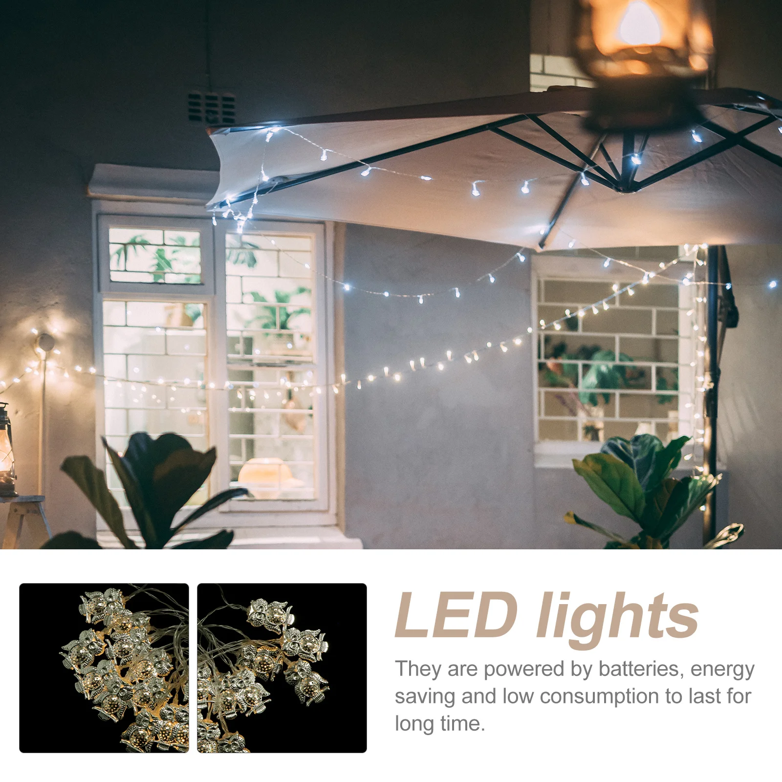 Owl Design Led String Lights Operated Warm White For Halloween Party Home Garden Decor Lighting