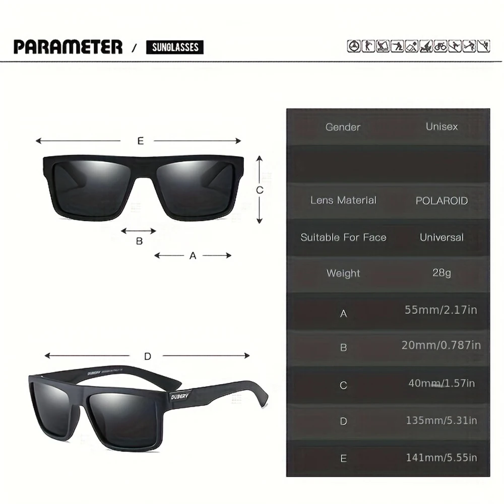 DUBERY Polarized Fashion Sunglasses For Men And Women 6 Colors Model 918