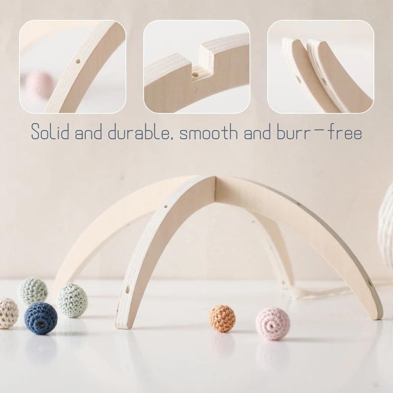 Let's Make Baby Wooden Bed Bell Bracket Mobile Rattle Toys 0-12 Months For Newborn Hanger Baby Crib Wood Toy Holder Arm Bracket