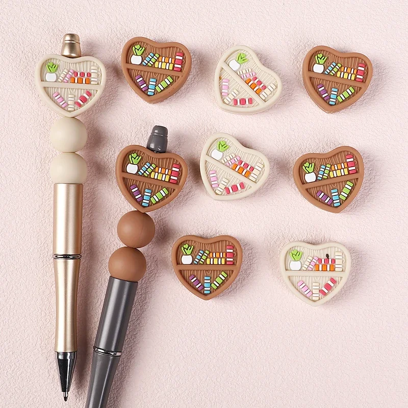 10PCS Silicone Beads Bookshelf Focal Beads Baby Pendant DIY String Pen Beads Nipple Chain Jewelry Accessories Wholesale Gifts