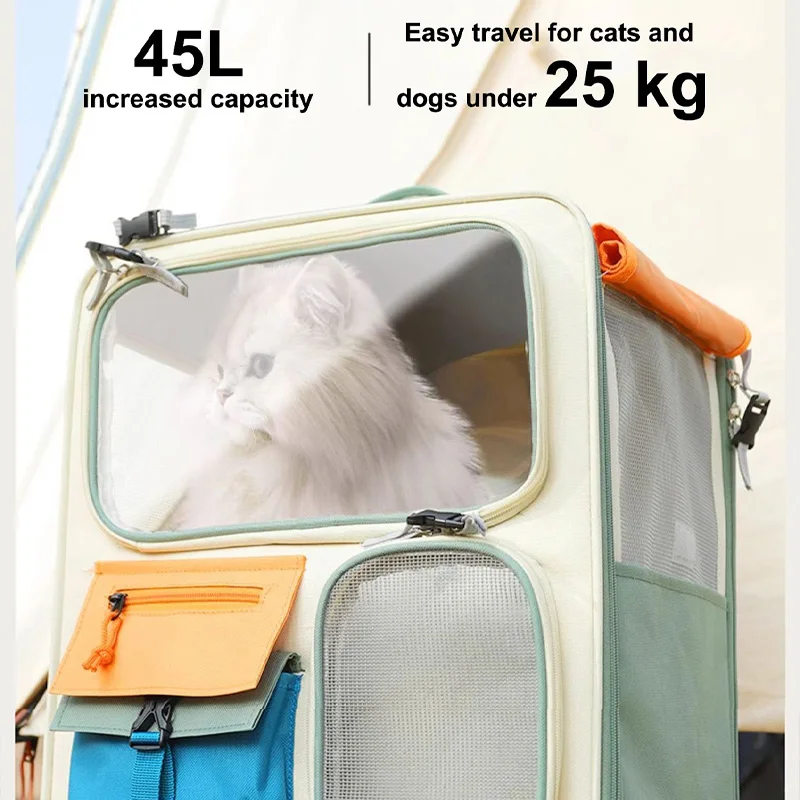 Small Pets Cat Outdoor Draw Bar Box Detachable Portable Dog Stroller High Appearance Level Large Capacity Shoulder Cat Bag