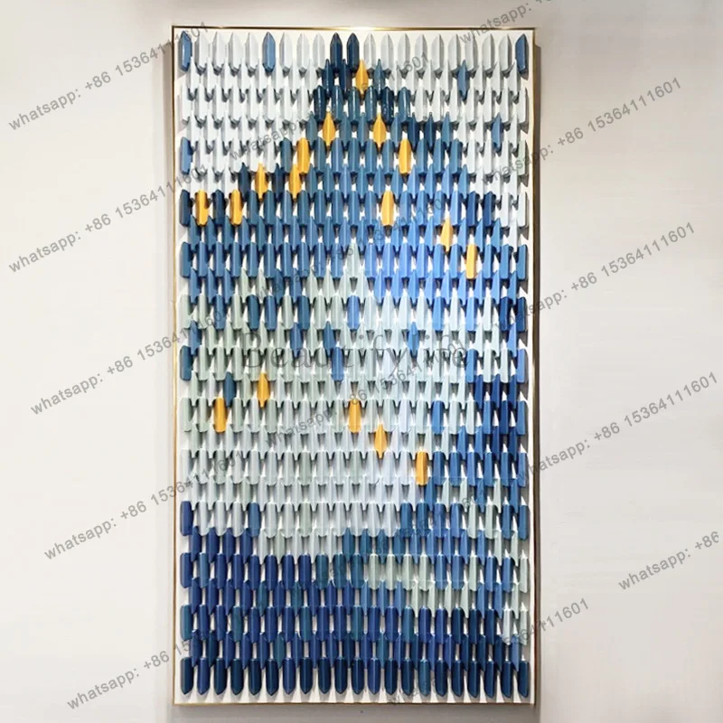 LJY Art Geometry Front Desk Background Wall Decorative Painting Hotel