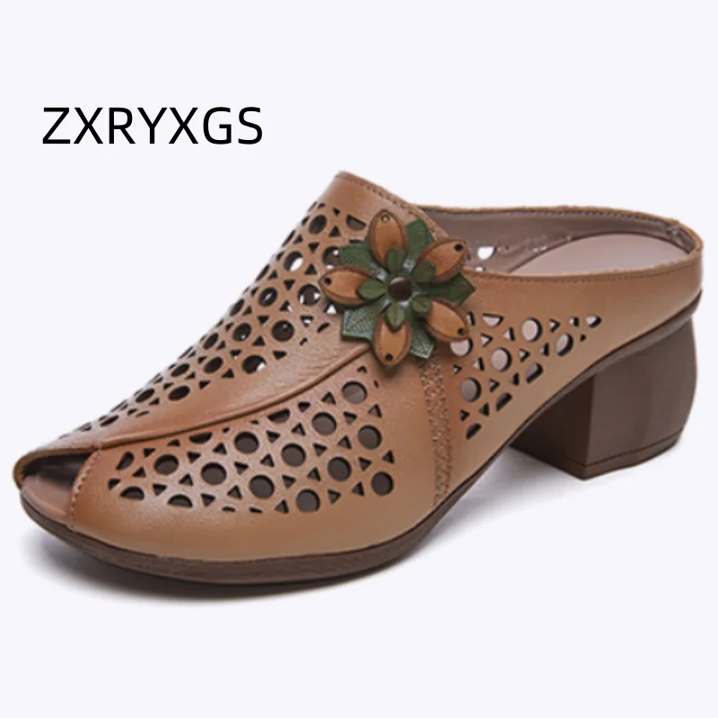 2025 Classic Retro Flower Summer Women Sandals Slippers Platform Wedges Sandals High Heels Genuine Leather shoes Fashion Sandals