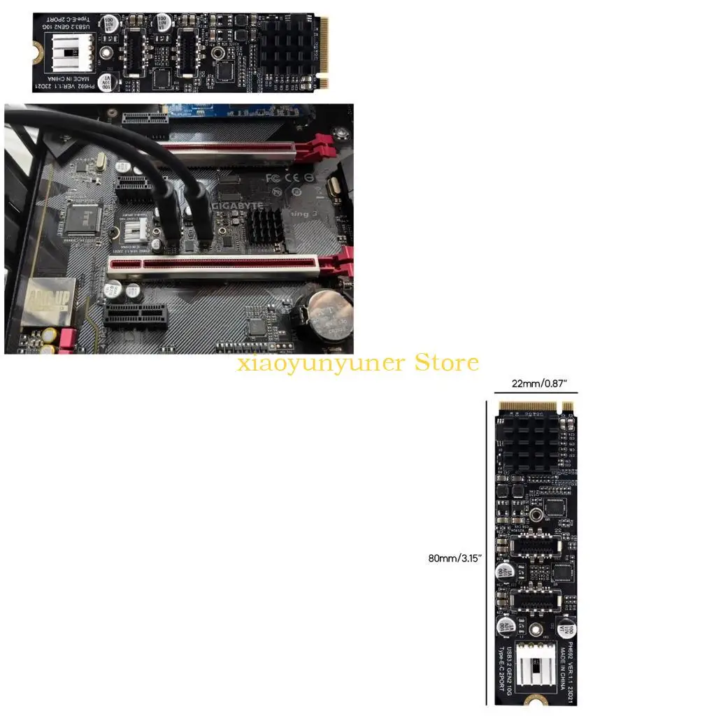 

P9JB Double Type-E&C USB3 Front Panel Socket to NVME M-Key Express- Expansion Card ASM3142 Adapter Motherboard- Adapter