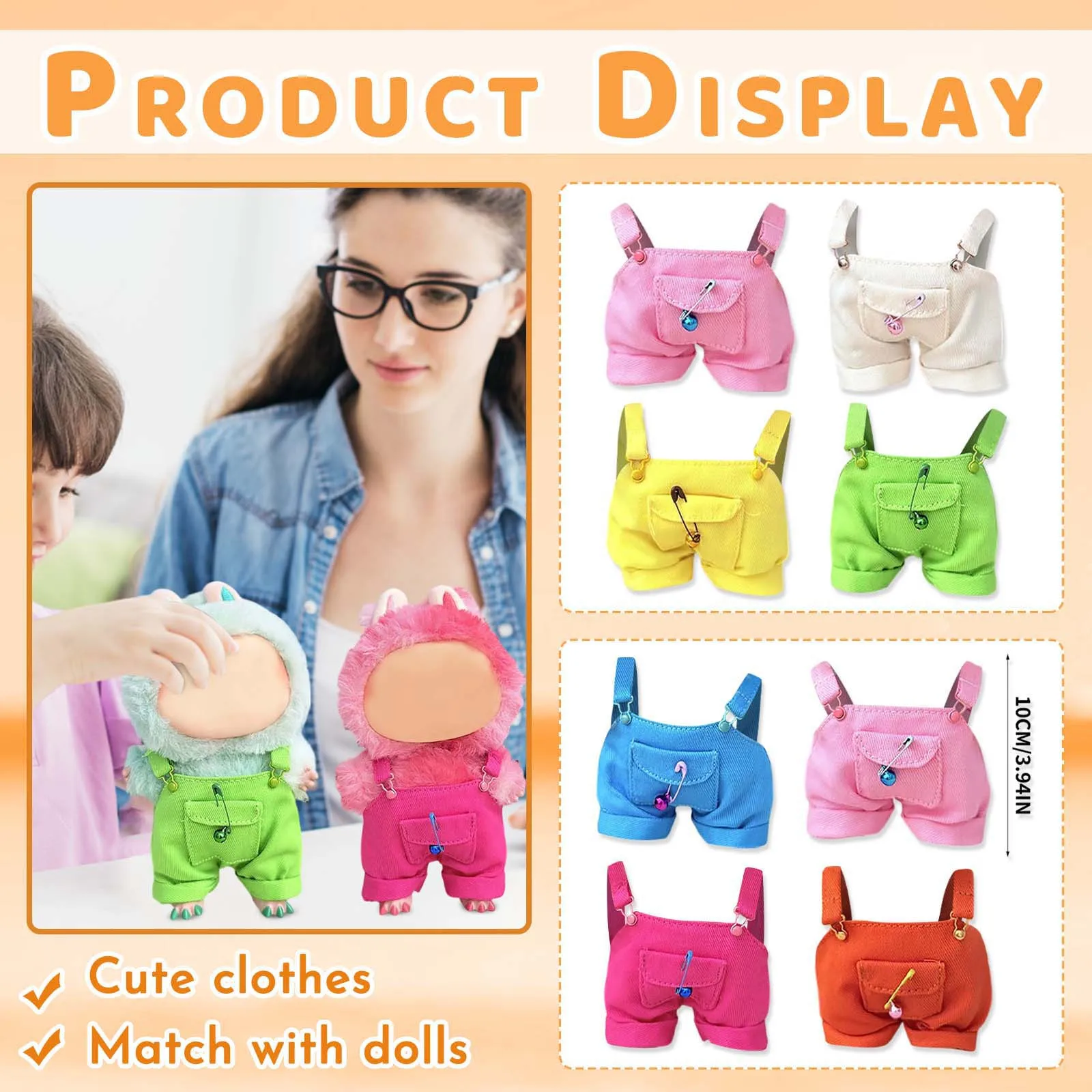 17cm Doll Clothes Overalls Baby Pendant Clothes Suspender Pants Clothes Replacement Trend Gift Doll'S Clothing Doll Accessories