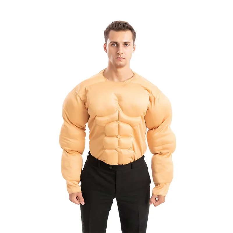 Adults 8 Pieces Abs Hunk Man Cosplay Club Halloween Party Fitness Muscle Male Cos Costumes Sexy Men Tops Clothes