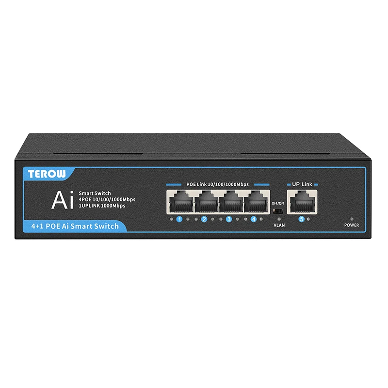 Gigabit POE Switch 5 Ports Ethernet Switch 1000Mbps Network Switch Gigabit 4-PoE and 1-RJ45 for Uplink Unmanaged Plug and Play