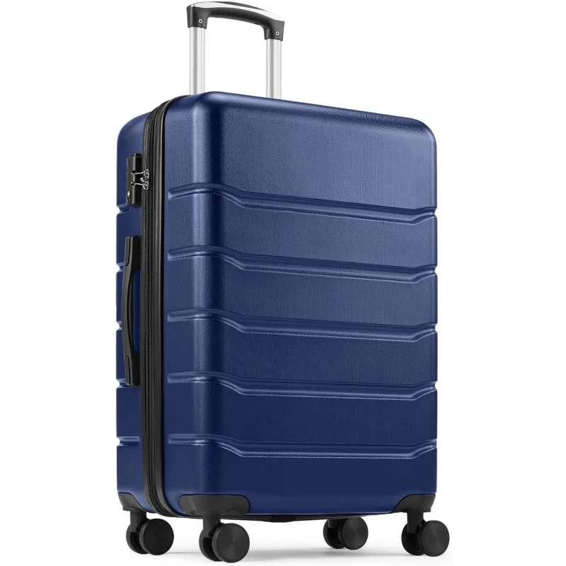 Mala de bagagem de 28 polegadas com trava TSA, mala de rolamento de casca dura com rodas giratórias, bagagem leve expansível, azul