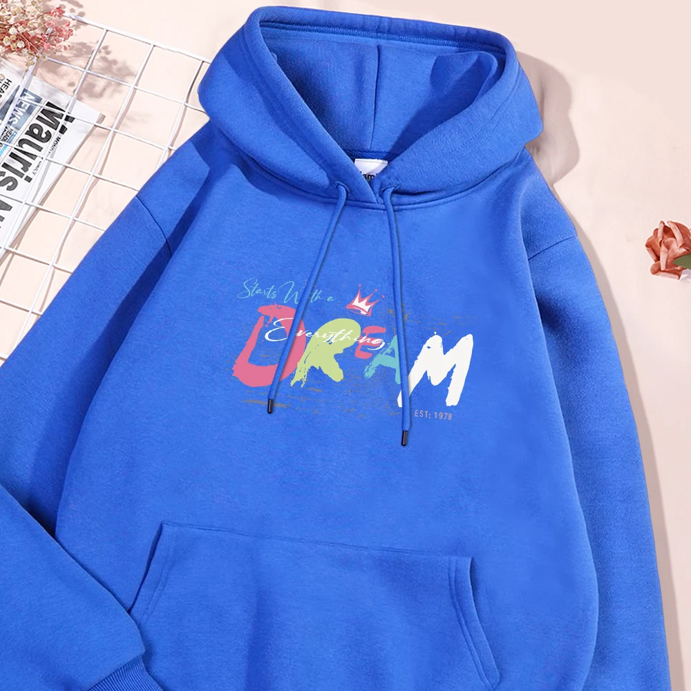 Cartoon Letter Dream Man Hoodies Herfst Crewneck Fleece Hoodie Oversized Pullover Flexibel Comfort Sportshirt Hoody Kleding