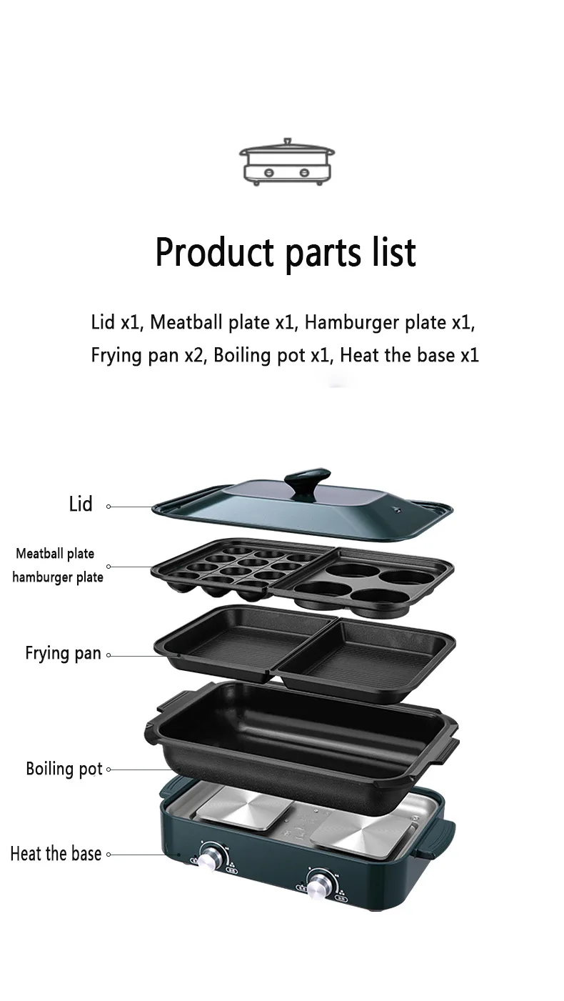 110 فولت متعددة الوظائف الطبخ المنزلية الإنترنت المشاهير انقسام الكهربائية إناء/ قدر الشواء وعاء الطبخ الكهربائي الشواء #5