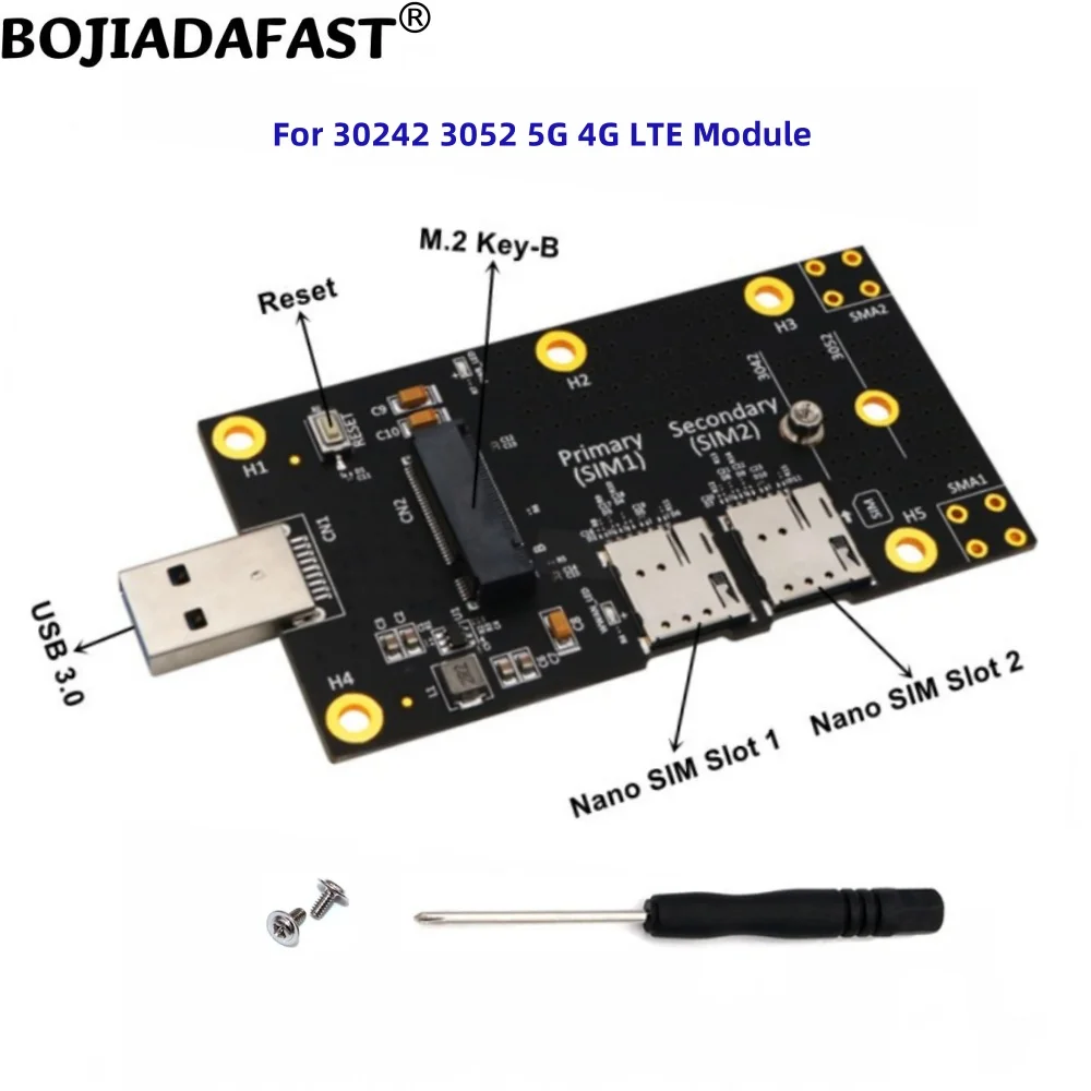 USB 3.0 To NGFF M.2 B Key Adapter With 2 Nano SIM Card Holder For 5G 4G WWAN LTE Module Modem