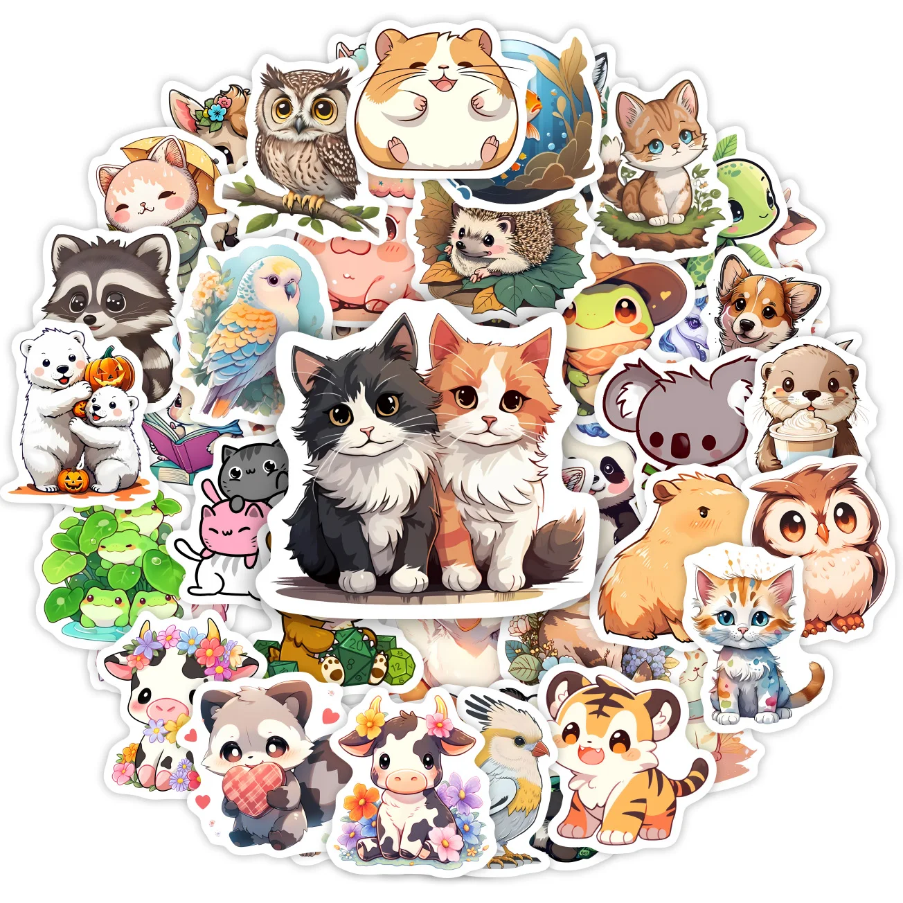 Kawaii Schattige Dieren Stickers Puppy Kitten Koe Uil Eenhoorn Egel Kinderen Cartoon Cadeau Voor Diy Laptop Telefoon Mok Waterdicht