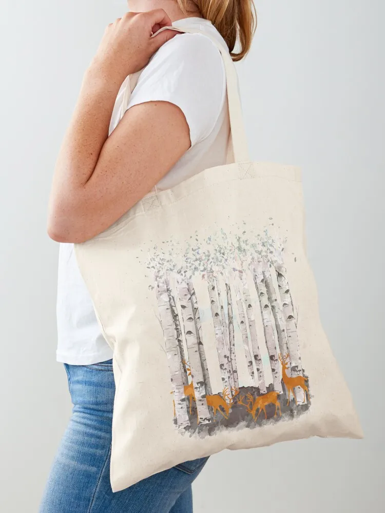 

deer, fawns and birchs watercolor art Tote Bag shoping bag shopper bags for women reusable shopping bags female bag