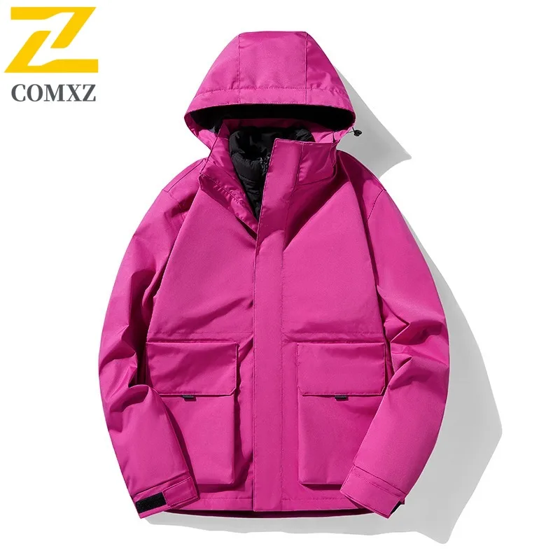 COMXZ Outdoor Skiing Mens Down Jacket Brand Luxury Hooded Thickened Warm Parka Casual Street Style Lightweight Winter Clothing