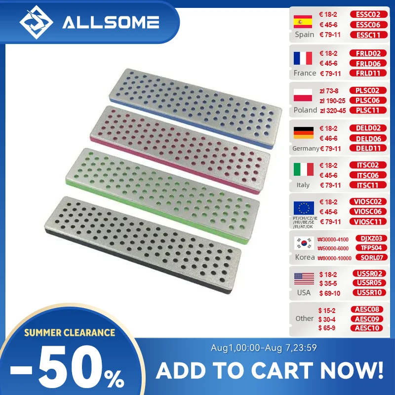ALLSOME 100x25x2mm Diamond Sharpening Stones For Ice Snowboard Ski Edges Skiing Sharpeners Grit 240 360 500 1000 Abrasive Tool
