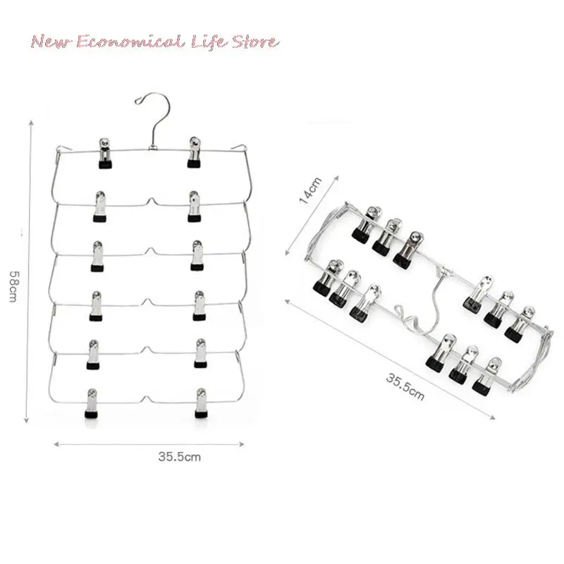 4/6-Tier Skirt Pants Shorts Hangers with Adjustable Clips Space Saving No Slip 12 Clothing Storage Metal Rack