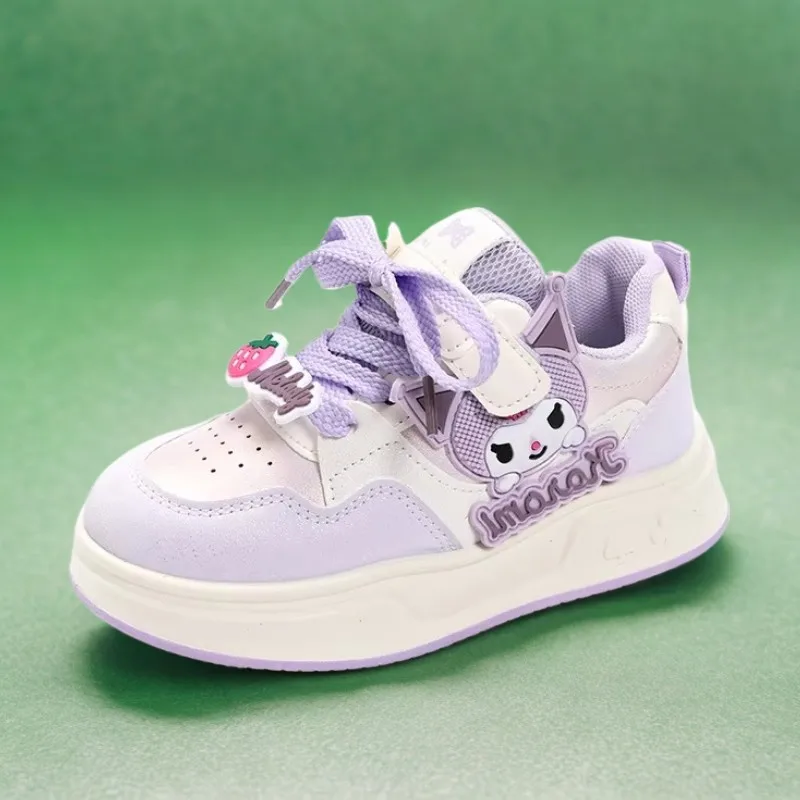 

Girls's Fashion Sneakers Kid's Anti-skid Casual Shoes Cartoon Anime Kuromi Thick Soles Shoes Children's Board Shoes Size 26-37