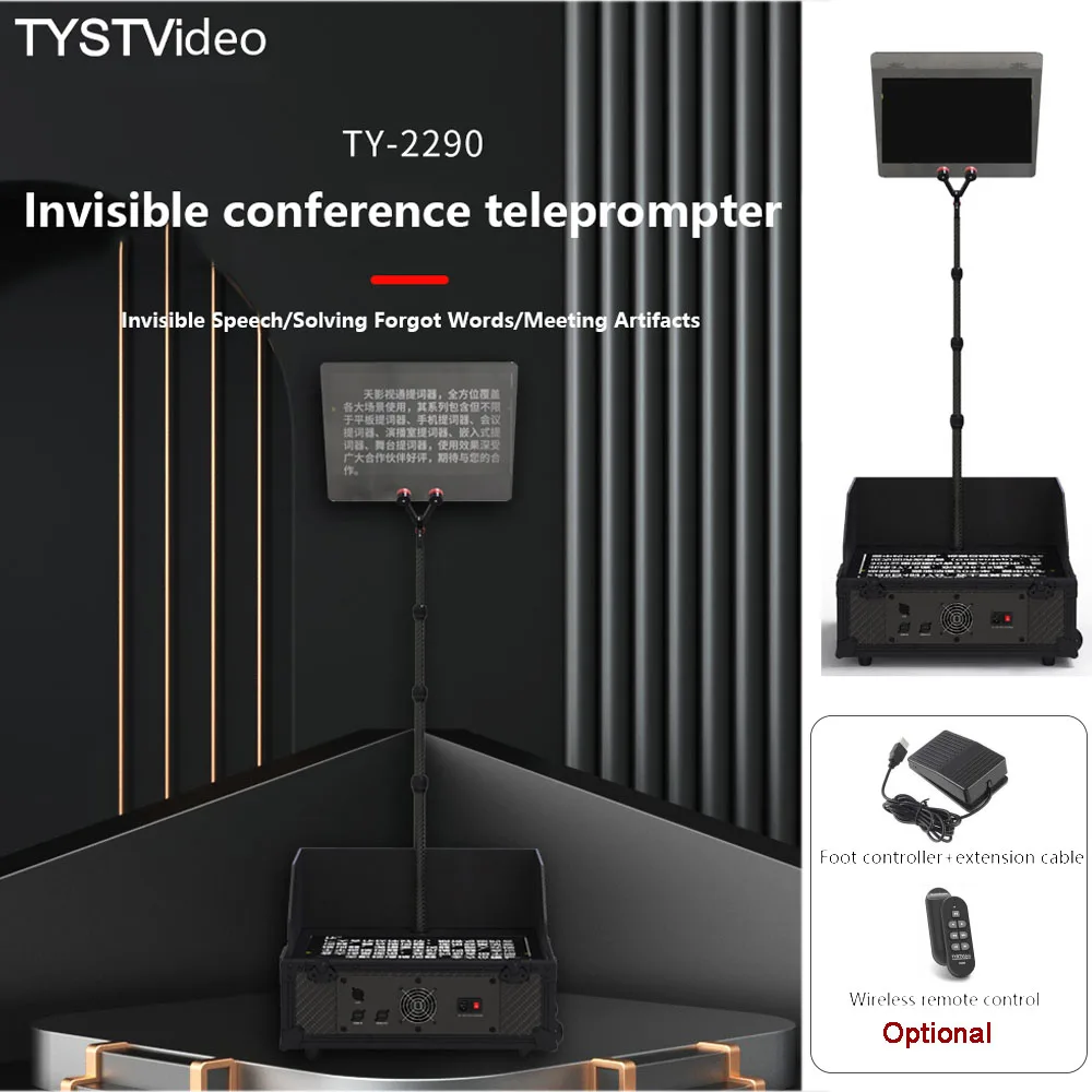 TYST TY-2990 Portable Teleprompter Prompter for Smartphone/DSLR Camera Video Recording Live Streaming Interview With Remote