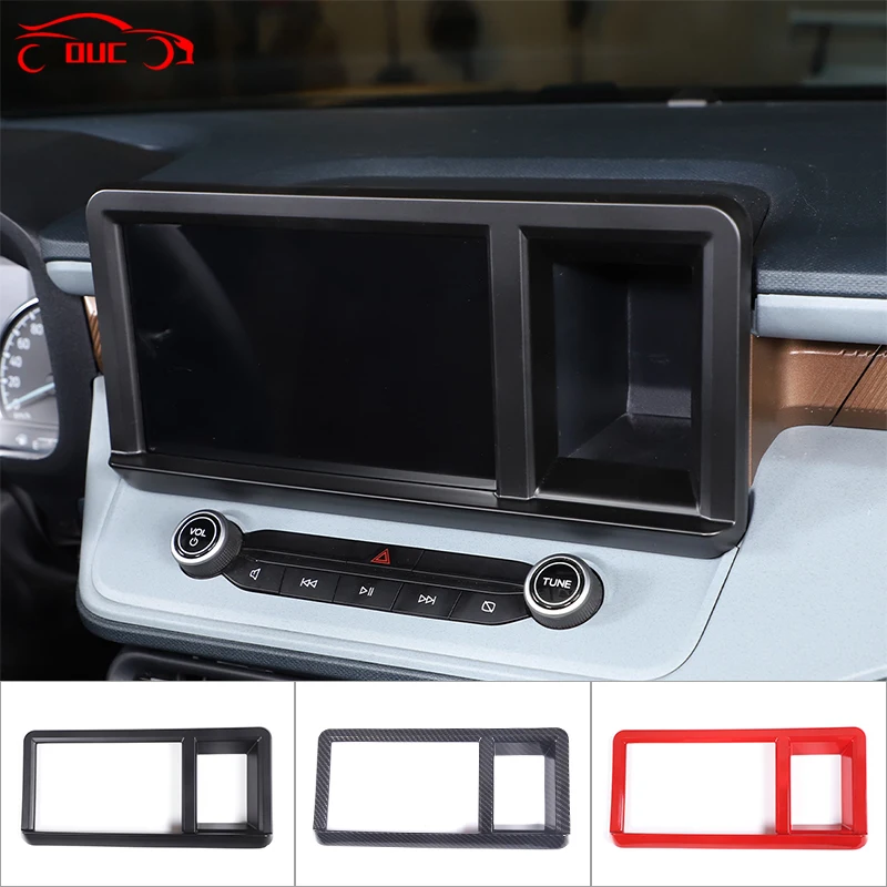 

ABS Carbon Fiber Car Styling Center Console Navigation Frame Decoration Cover Trim For Ford Maverick 2022 Interior Accessories