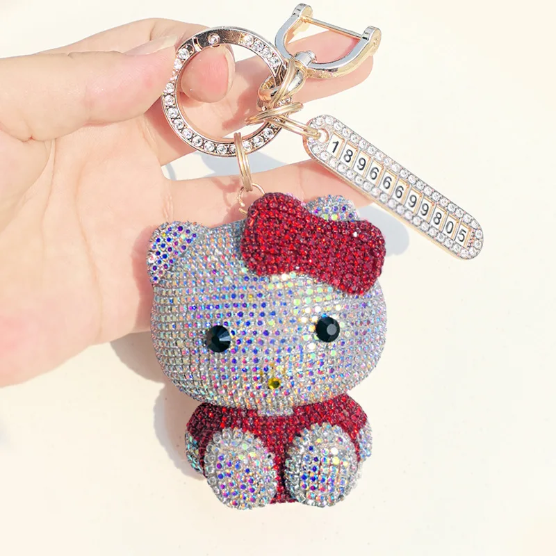 Sanrio Hello Kitty nouvelle poupée exquise mignonne princesse Simple voiture porte-clés Anti-perte plaque d'immatriculation pendentif porte-clés cadeau de vacances