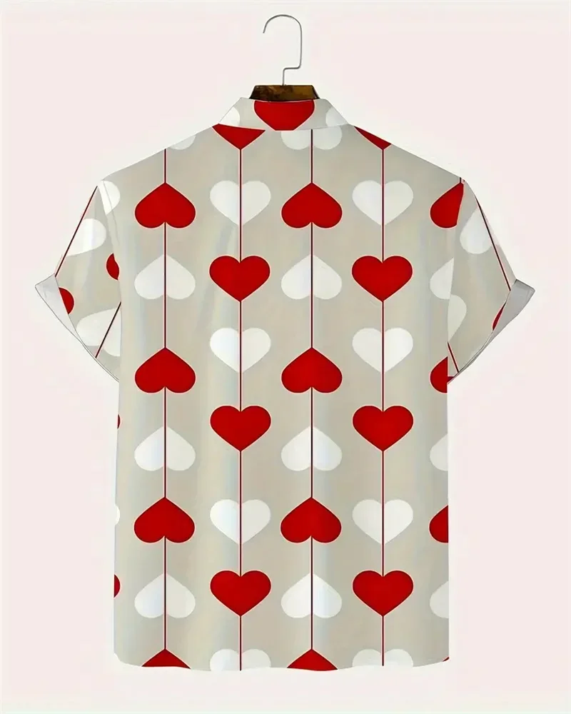

Hawaiian Men's Shirt Luxury Short Sleeve T-Shirt XS-5XL Men's Lapel Casual Business Shirt Men's 3D Printing Love Top Shirt 2024