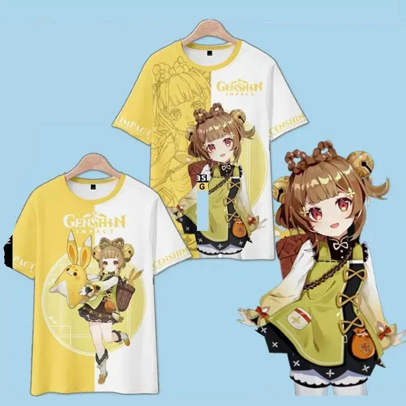 Yao Yao Yao Yao Cosplay masculina e feminina, camiseta gráfica Genshin Impact, tops de manga curta, moda verão