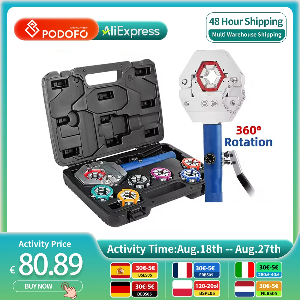 Podofo Piegatrice per tubi idraulici Macchina per crimpare AC Utensile per crimpare tubi idraulici portatile