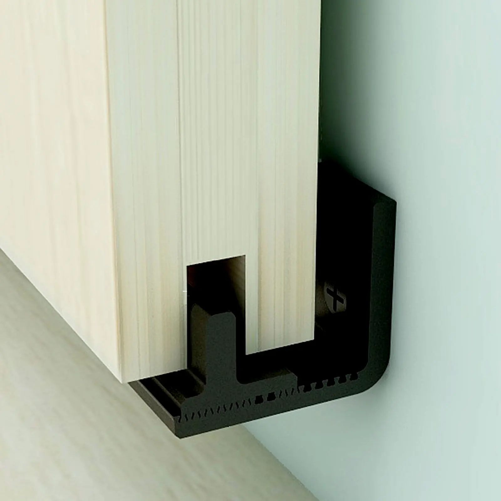 1PC ブラック加熱式フロアガイド バーンドアハードウェア フロアガイド 穴あけ不要